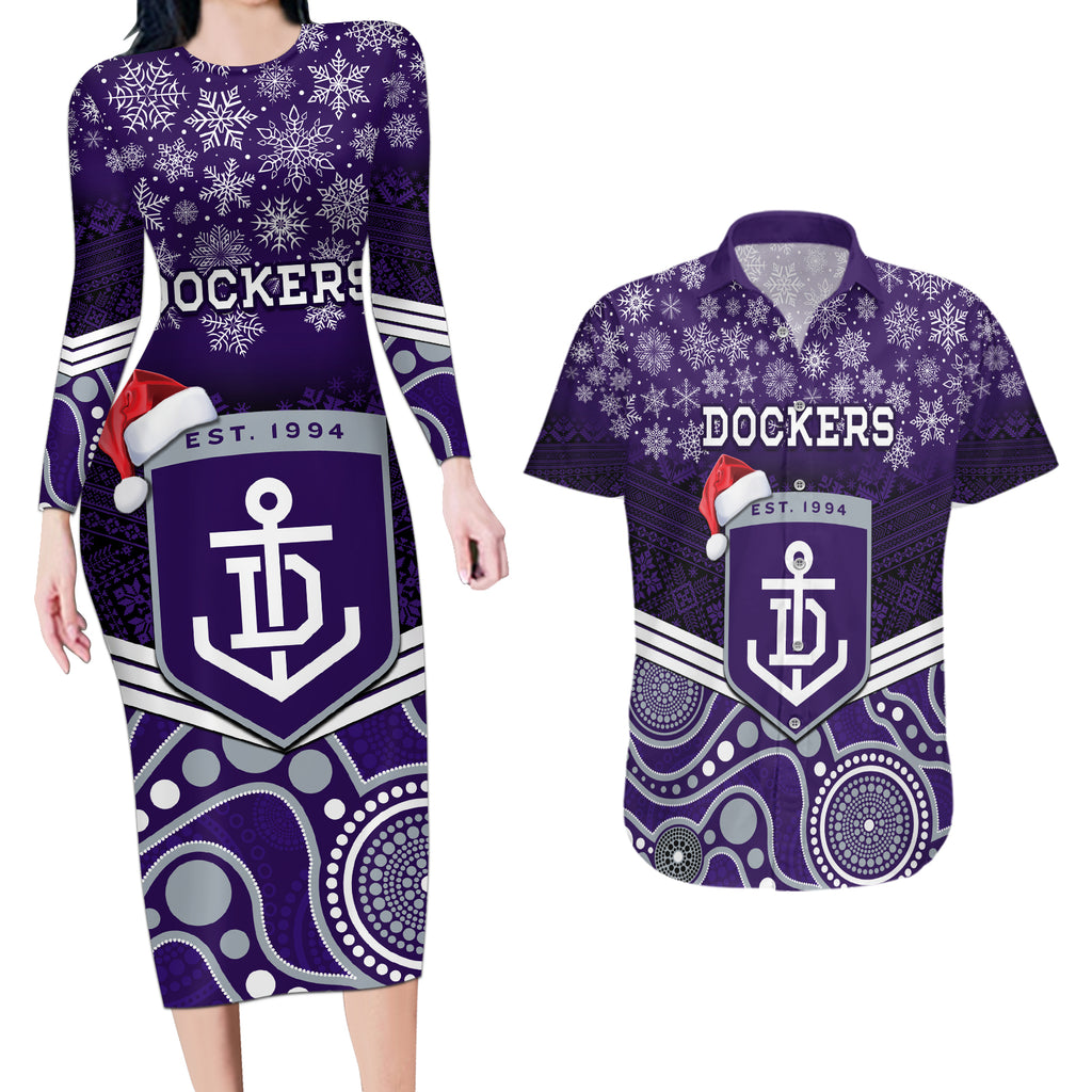 custom-dockers-football-christmas-couples-matching-long-sleeve-bodycon-dress-and-hawaiian-shirt-merry-xmas-2023-mix-aboriginal-art
