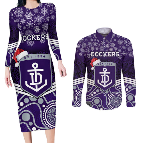 custom-dockers-football-christmas-couples-matching-long-sleeve-bodycon-dress-and-long-sleeve-button-shirt-merry-xmas-2023-mix-aboriginal-art