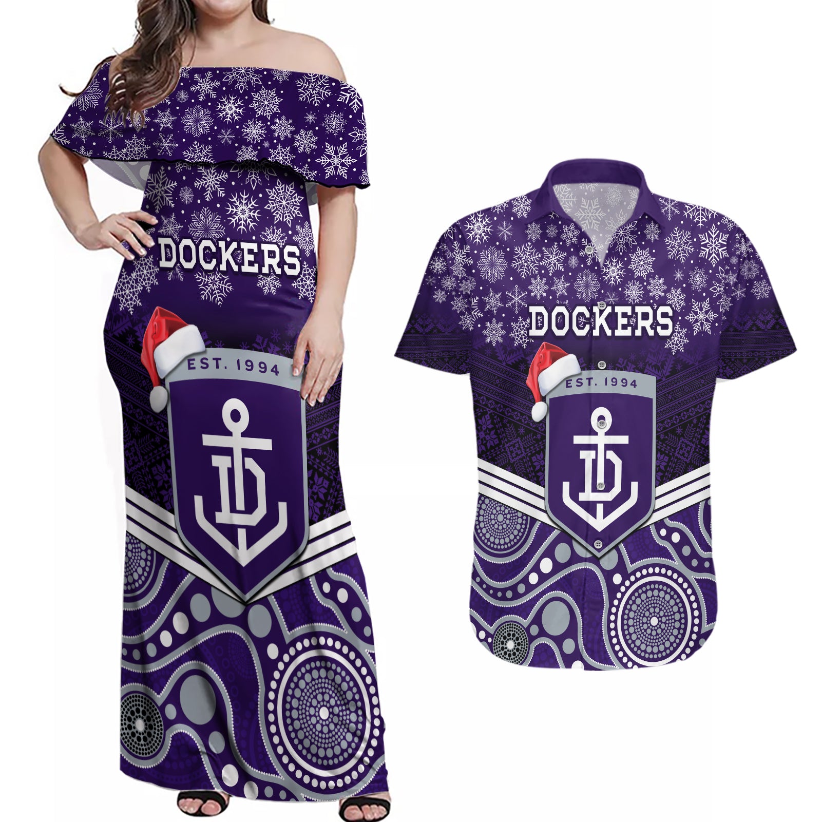 custom-dockers-football-christmas-couples-matching-off-shoulder-maxi-dress-and-hawaiian-shirt-merry-xmas-2023-mix-aboriginal-art