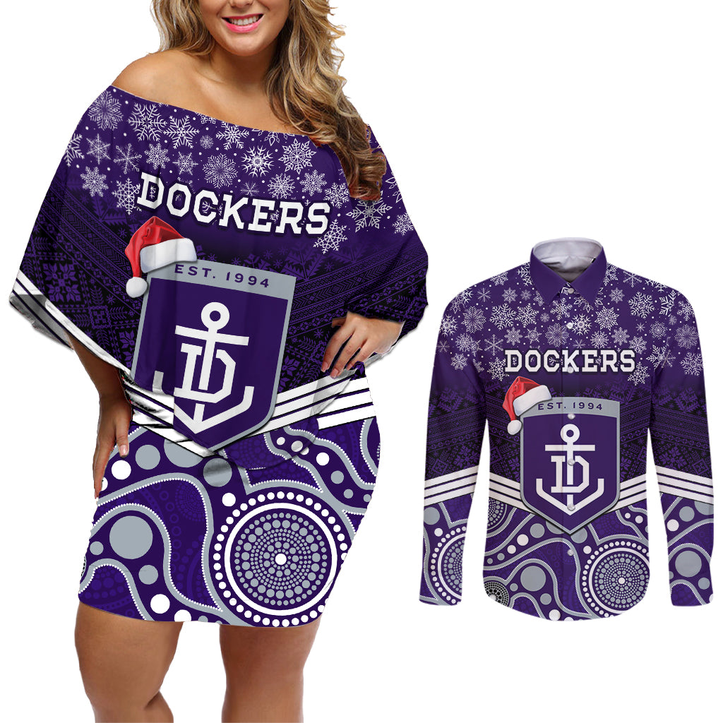 custom-dockers-football-christmas-couples-matching-off-shoulder-short-dress-and-long-sleeve-button-shirt-merry-xmas-2023-mix-aboriginal-art