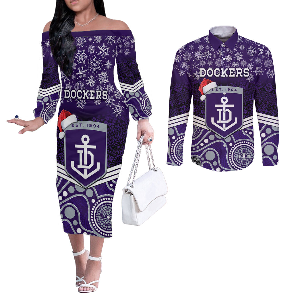 custom-dockers-football-christmas-couples-matching-off-the-shoulder-long-sleeve-dress-and-long-sleeve-button-shirt-merry-xmas-2023-mix-aboriginal-art