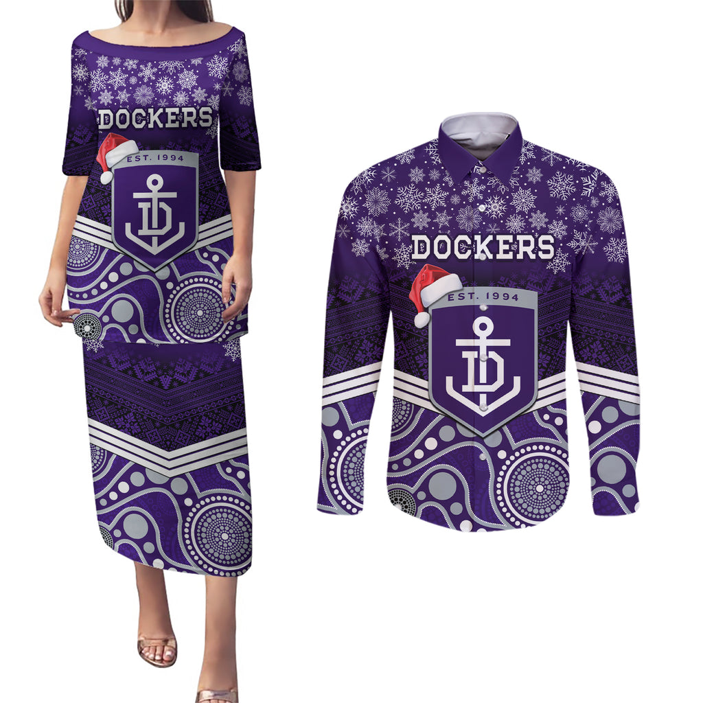 custom-dockers-football-christmas-couples-matching-puletasi-dress-and-long-sleeve-button-shirt-merry-xmas-2023-mix-aboriginal-art