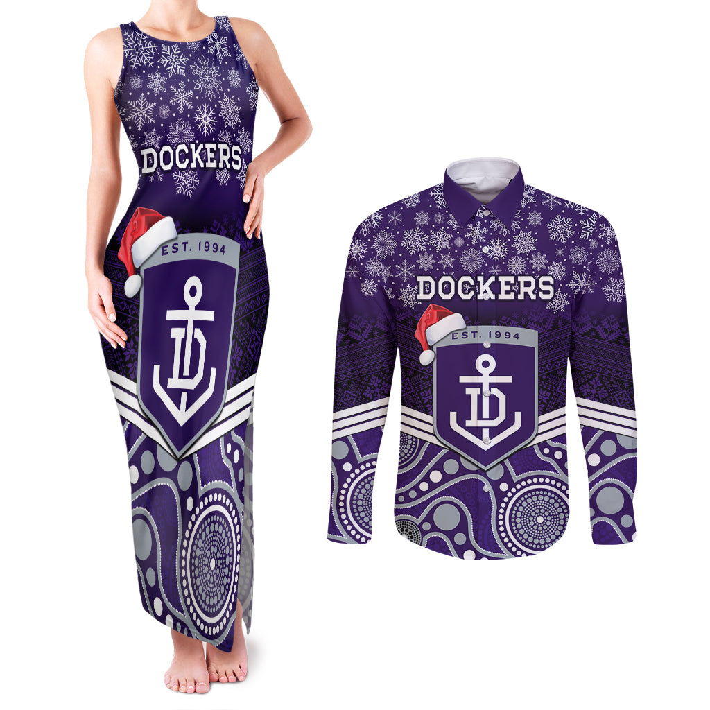 custom-dockers-football-christmas-couples-matching-tank-maxi-dress-and-long-sleeve-button-shirt-merry-xmas-2023-mix-aboriginal-art