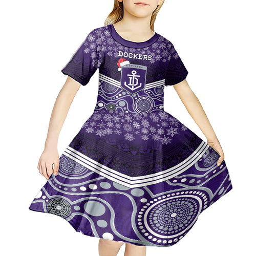 custom-dockers-football-christmas-kid-short-sleeve-dress-merry-xmas-2023-mix-aboriginal-art