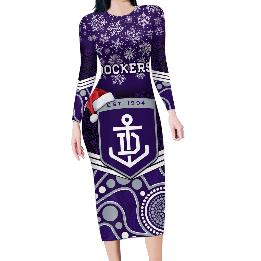 custom-dockers-football-christmas-long-sleeve-bodycon-dress-merry-xmas-2023-mix-aboriginal-art