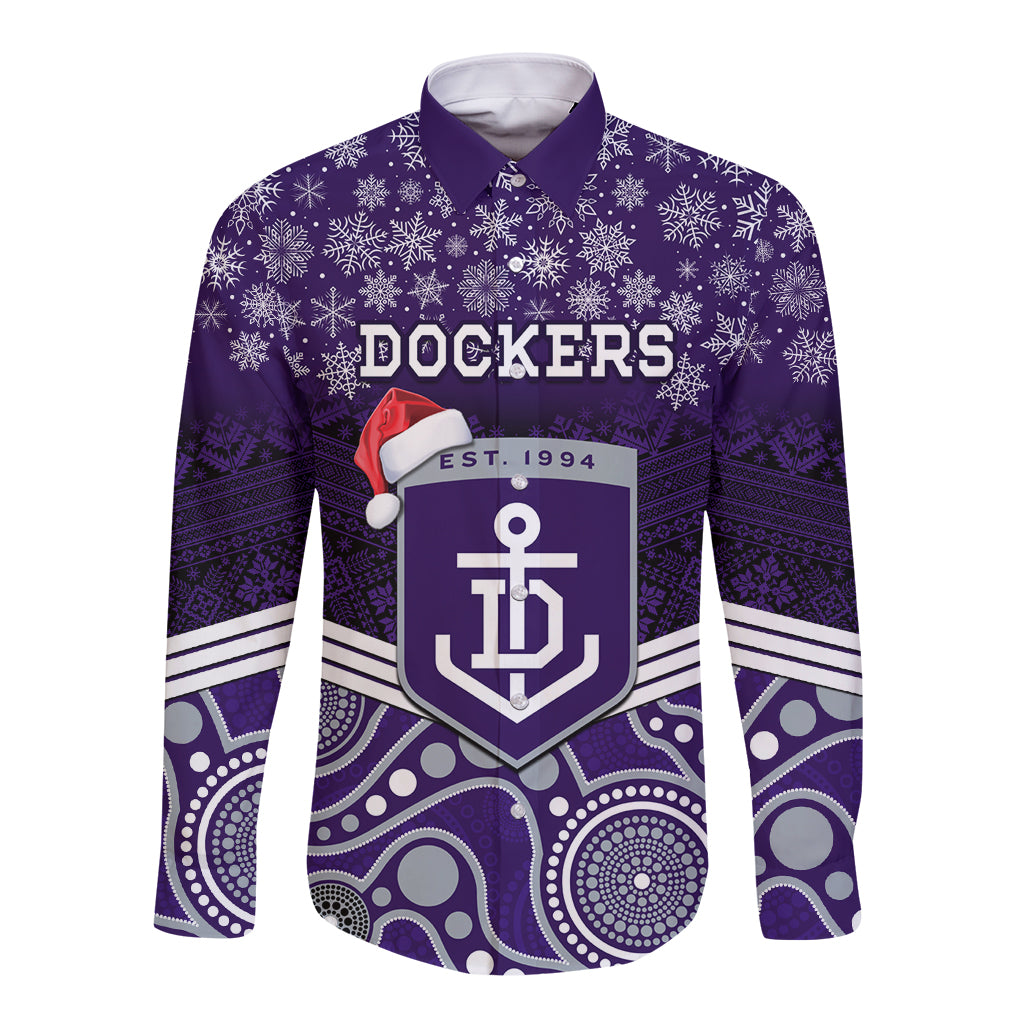 custom-dockers-football-christmas-long-sleeve-button-shirt-merry-xmas-2023-mix-aboriginal-art