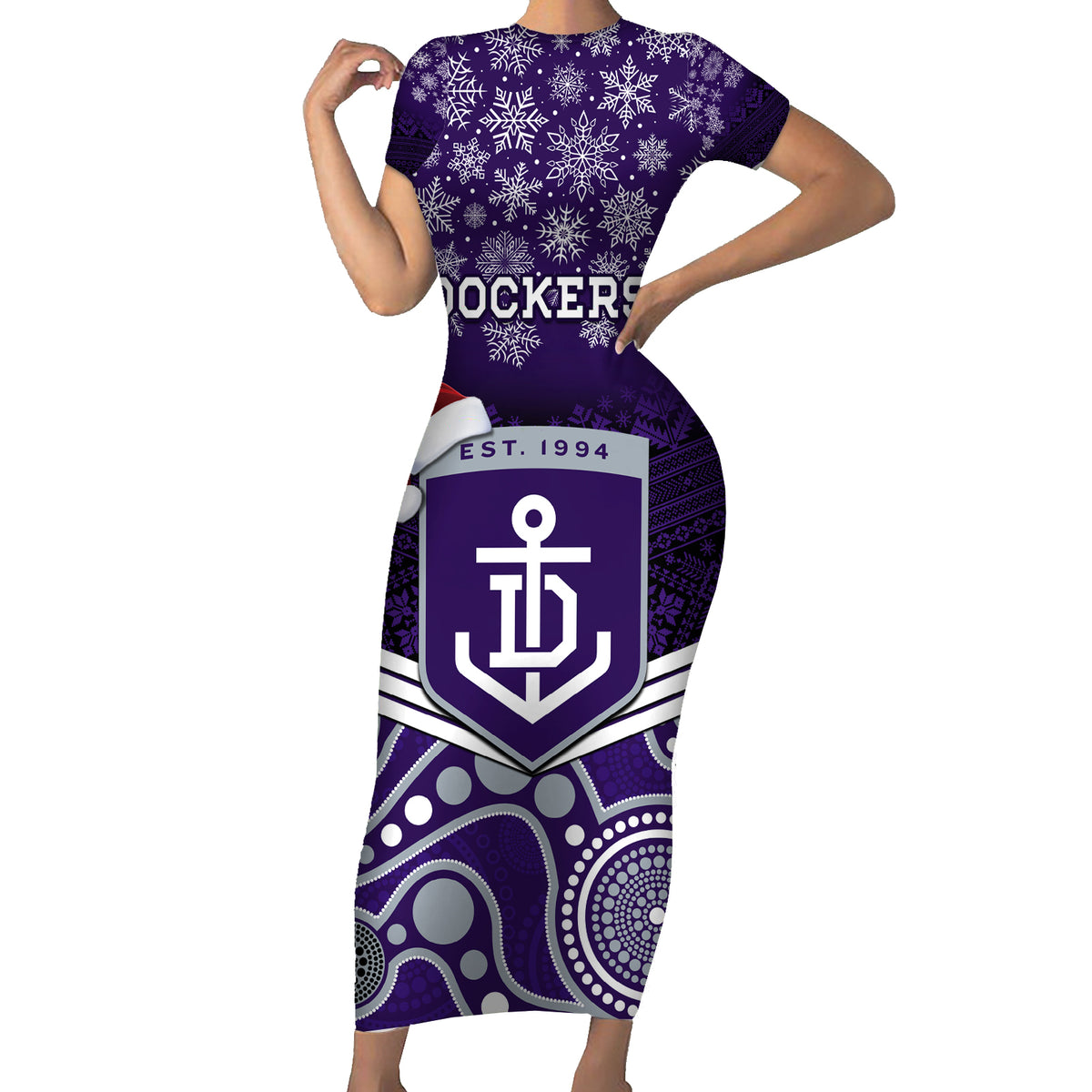 custom-dockers-football-christmas-short-sleeve-bodycon-dress-merry-xmas-2023-mix-aboriginal-art