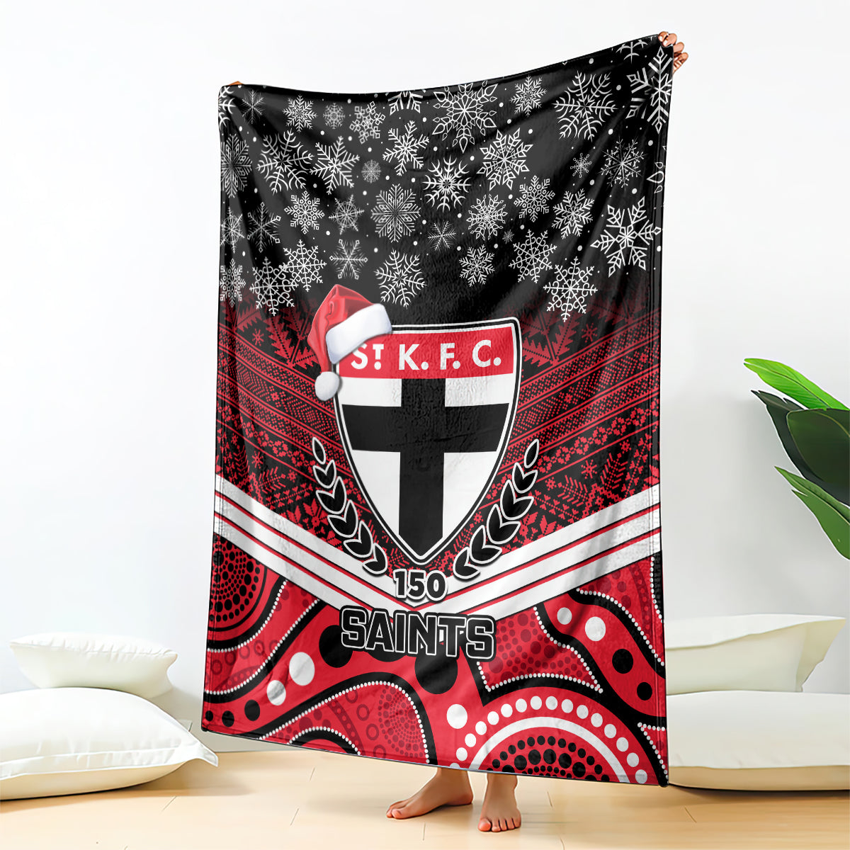 custom-st-kilda-football-christmas-blanket-merry-xmas-2023-mix-aboriginal-art