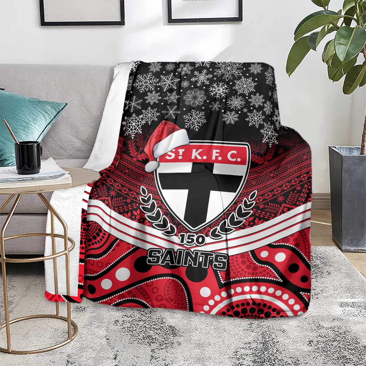 custom-st-kilda-football-christmas-blanket-merry-xmas-2023-mix-aboriginal-art