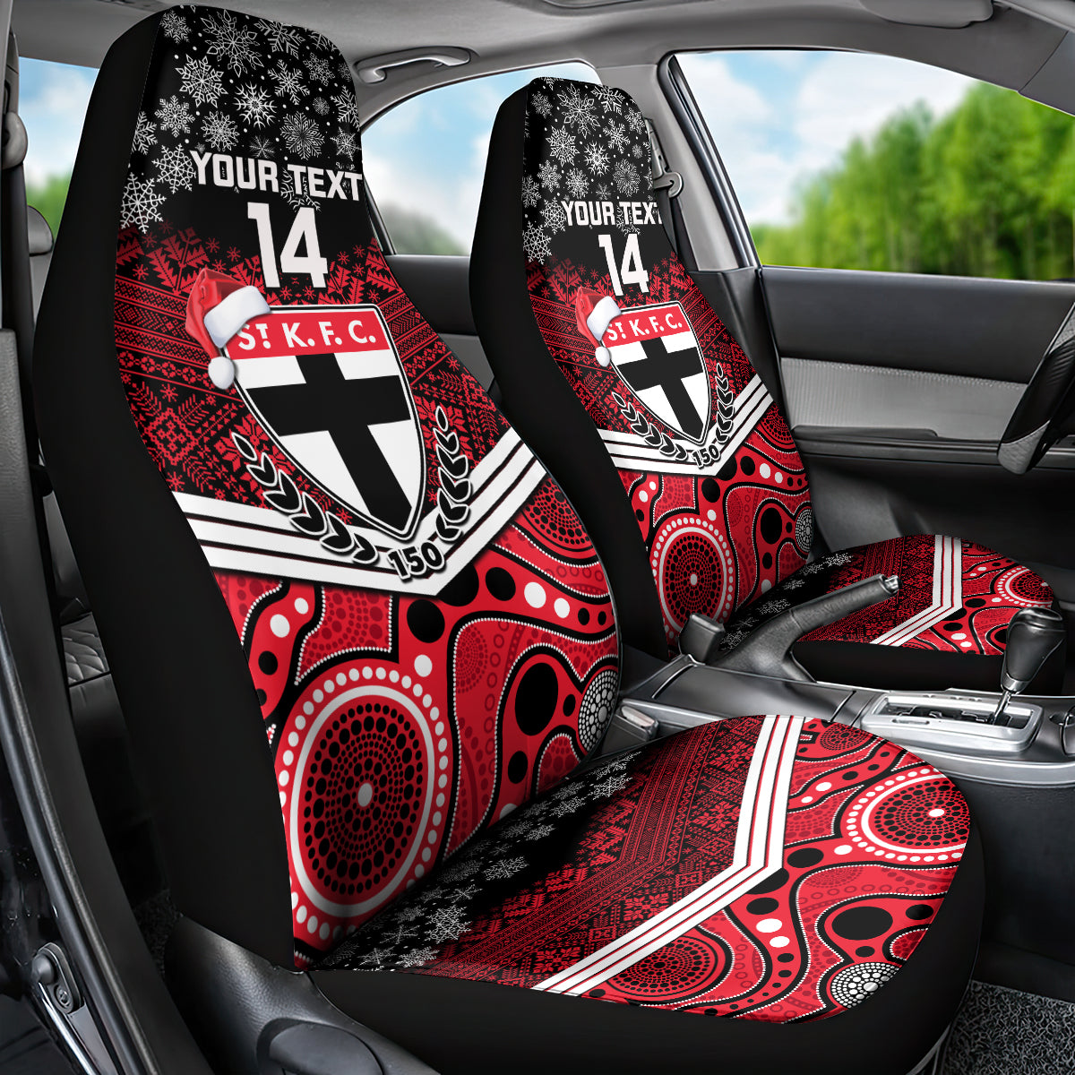 custom-st-kilda-football-christmas-car-seat-cover-merry-xmas-2023-mix-aboriginal-art
