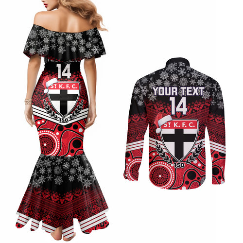 custom-st-kilda-football-christmas-couples-matching-mermaid-dress-and-long-sleeve-button-shirt-merry-xmas-2023-mix-aboriginal-art