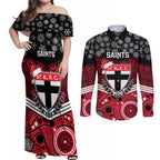 custom-st-kilda-football-christmas-couples-matching-off-shoulder-maxi-dress-and-long-sleeve-button-shirt-merry-xmas-2023-mix-aboriginal-art