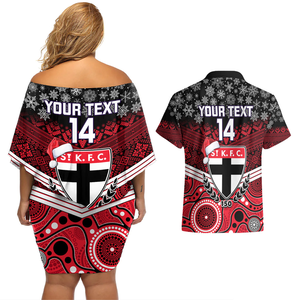 custom-st-kilda-football-christmas-couples-matching-off-shoulder-short-dress-and-hawaiian-shirt-merry-xmas-2023-mix-aboriginal-art