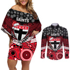 custom-st-kilda-football-christmas-couples-matching-off-shoulder-short-dress-and-long-sleeve-button-shirt-merry-xmas-2023-mix-aboriginal-art
