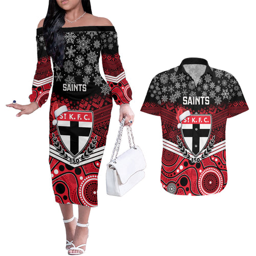 custom-st-kilda-football-christmas-couples-matching-off-the-shoulder-long-sleeve-dress-and-hawaiian-shirt-merry-xmas-2023-mix-aboriginal-art