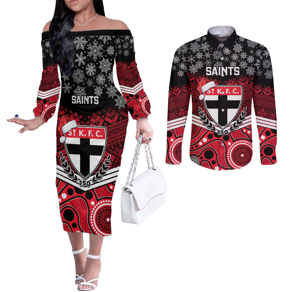 custom-st-kilda-football-christmas-couples-matching-off-the-shoulder-long-sleeve-dress-and-long-sleeve-button-shirt-merry-xmas-2023-mix-aboriginal-art