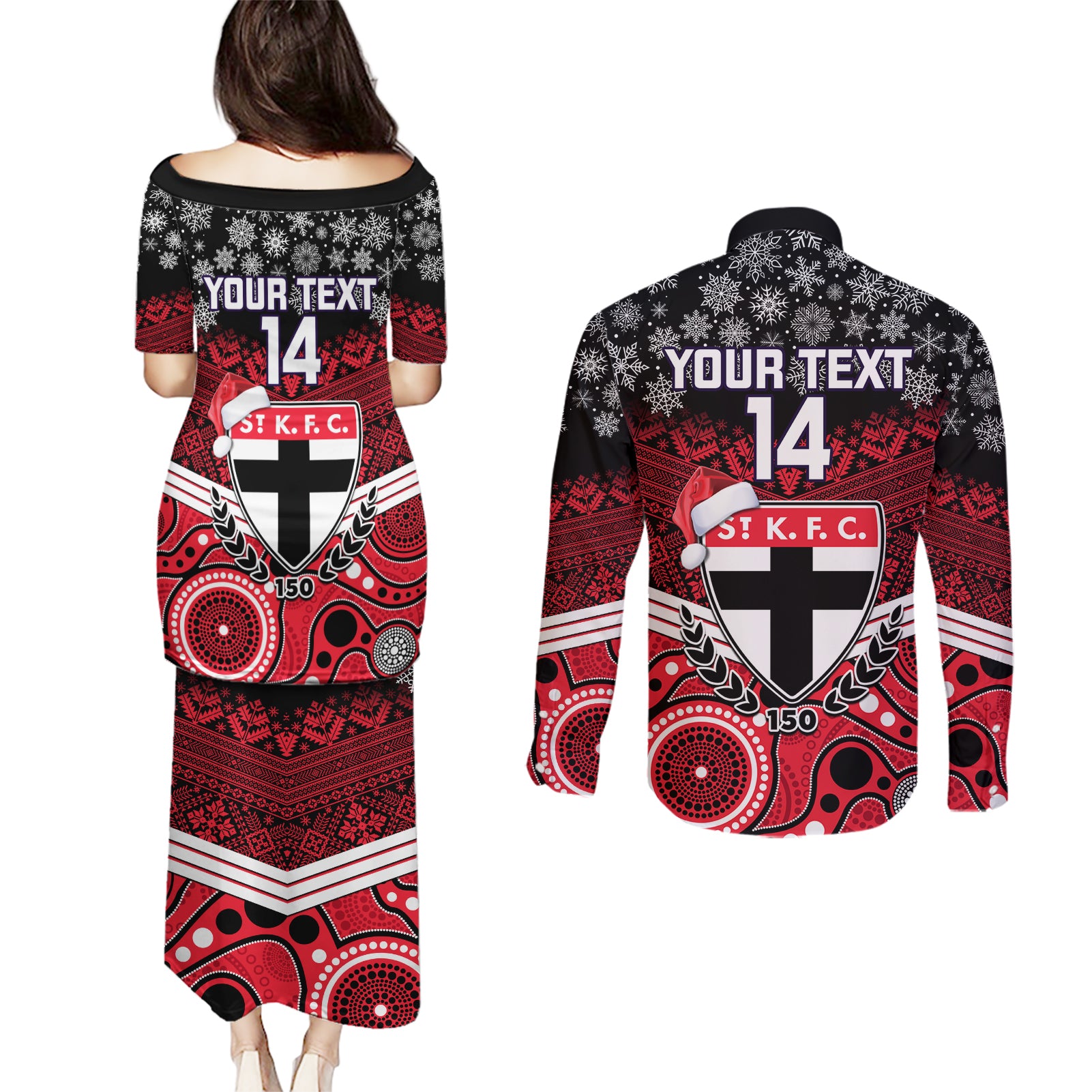 custom-st-kilda-football-christmas-couples-matching-puletasi-dress-and-long-sleeve-button-shirt-merry-xmas-2023-mix-aboriginal-art