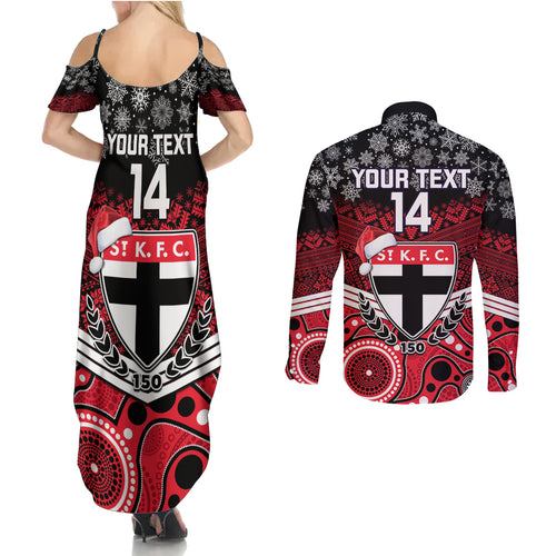 custom-st-kilda-football-christmas-couples-matching-summer-maxi-dress-and-long-sleeve-button-shirt-merry-xmas-2023-mix-aboriginal-art