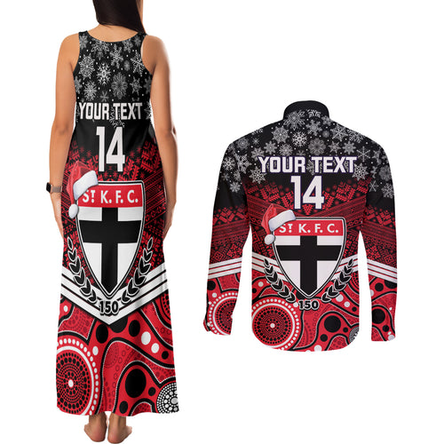 custom-st-kilda-football-christmas-couples-matching-tank-maxi-dress-and-long-sleeve-button-shirt-merry-xmas-2023-mix-aboriginal-art
