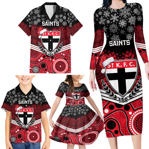 custom-st-kilda-football-christmas-family-matching-long-sleeve-bodycon-dress-and-hawaiian-shirt-merry-xmas-2023-mix-aboriginal-art