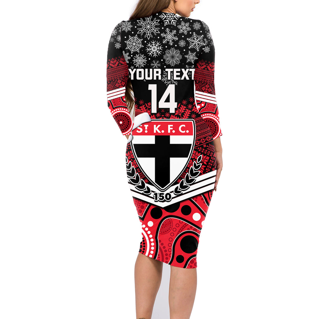 custom-st-kilda-football-christmas-family-matching-long-sleeve-bodycon-dress-and-hawaiian-shirt-merry-xmas-2023-mix-aboriginal-art