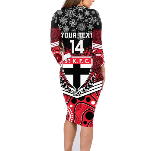 custom-st-kilda-football-christmas-family-matching-long-sleeve-bodycon-dress-and-hawaiian-shirt-merry-xmas-2023-mix-aboriginal-art