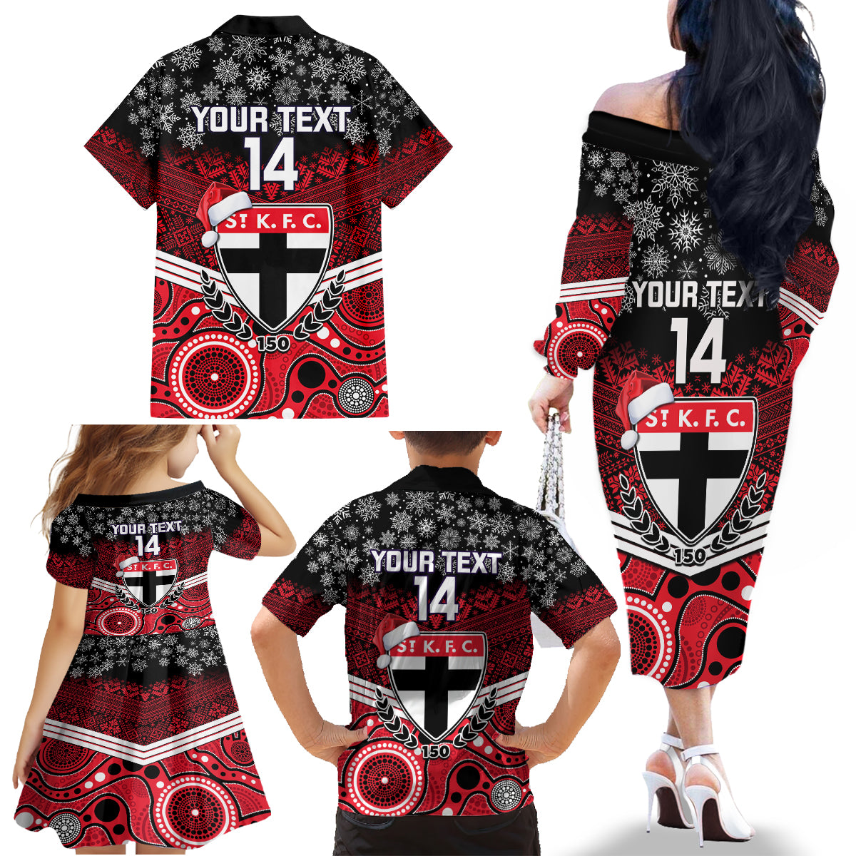 custom-st-kilda-football-christmas-family-matching-off-shoulder-long-sleeve-dress-and-hawaiian-shirt-merry-xmas-2023-mix-aboriginal-art