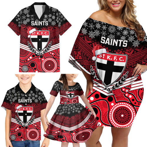custom-st-kilda-football-christmas-family-matching-off-shoulder-short-dress-and-hawaiian-shirt-merry-xmas-2023-mix-aboriginal-art