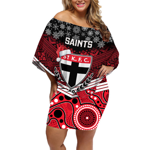 custom-st-kilda-football-christmas-family-matching-off-shoulder-short-dress-and-hawaiian-shirt-merry-xmas-2023-mix-aboriginal-art