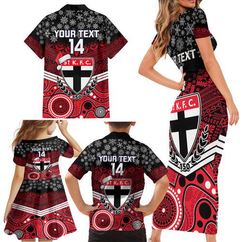custom-st-kilda-football-christmas-family-matching-short-sleeve-bodycon-dress-and-hawaiian-shirt-merry-xmas-2023-mix-aboriginal-art