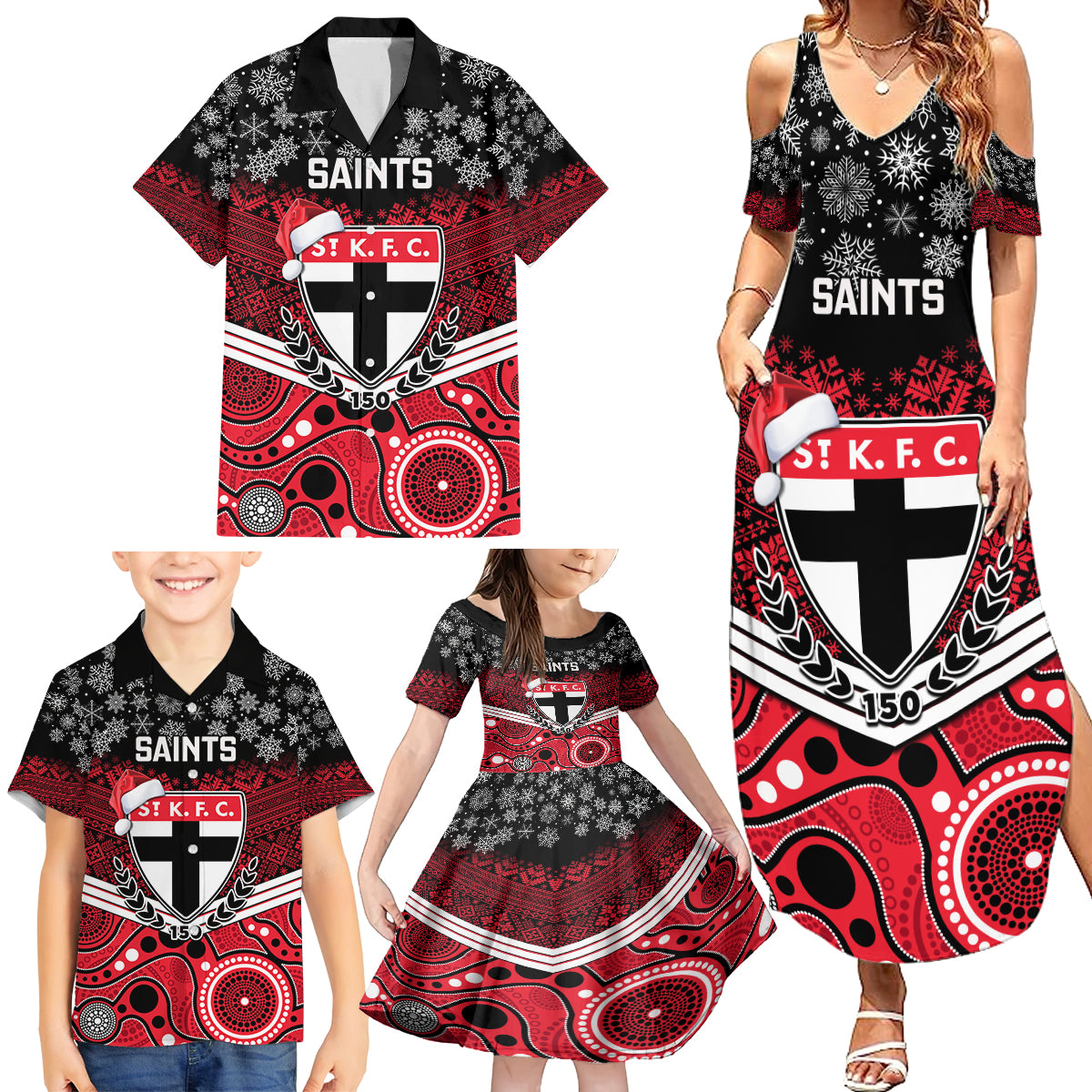custom-st-kilda-football-christmas-family-matching-summer-maxi-dress-and-hawaiian-shirt-merry-xmas-2023-mix-aboriginal-art