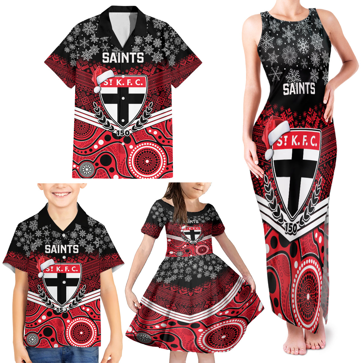 custom-st-kilda-football-christmas-family-matching-tank-maxi-dress-and-hawaiian-shirt-merry-xmas-2023-mix-aboriginal-art