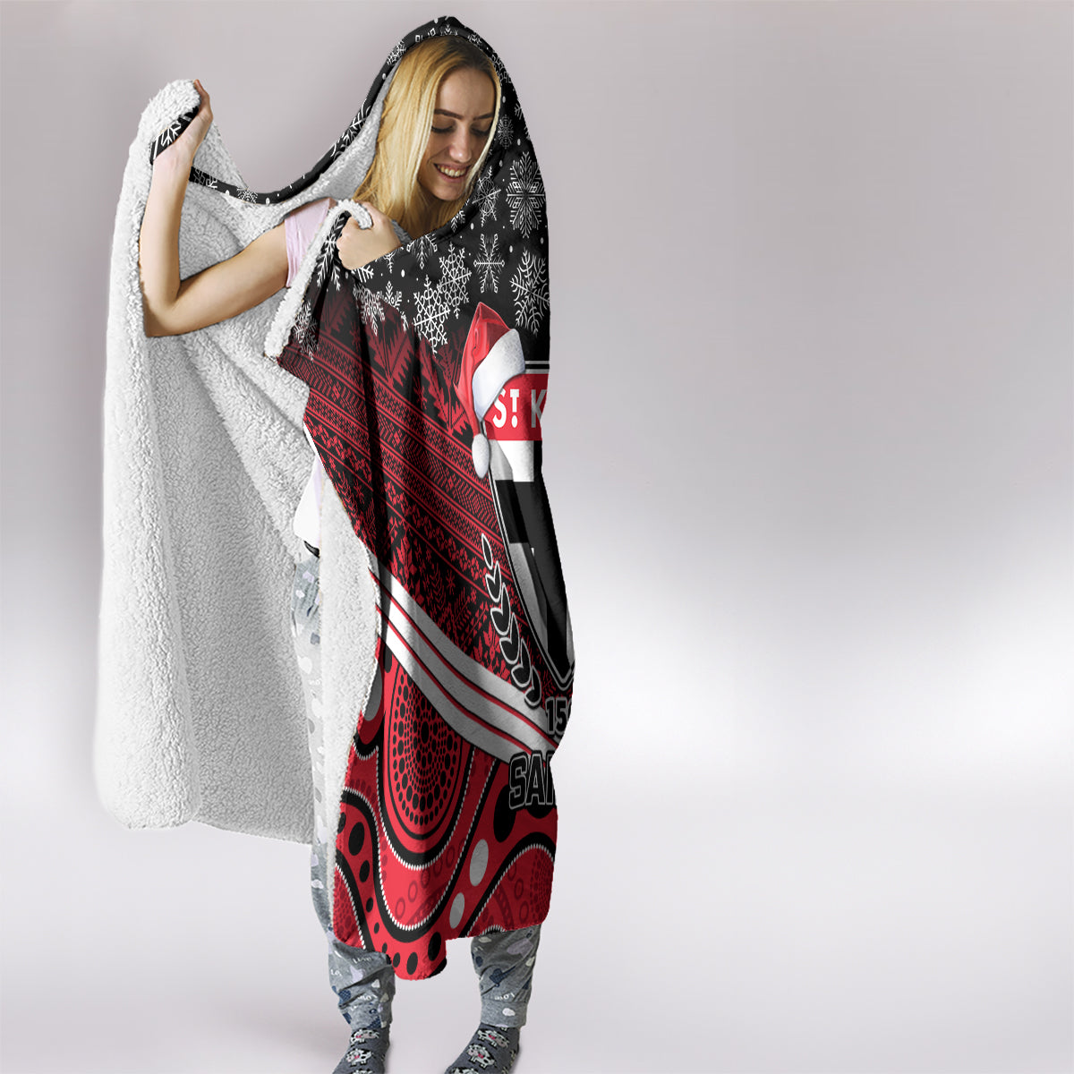 custom-st-kilda-football-christmas-hooded-blanket-merry-xmas-2023-mix-aboriginal-art