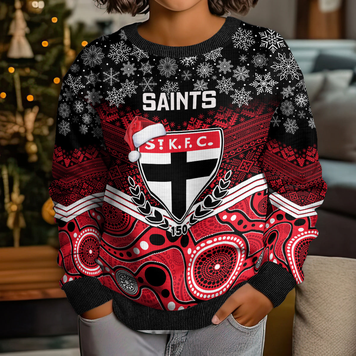 custom-st-kilda-football-christmas-kid-ugly-christmas-sweater-merry-xmas-2023-mix-aboriginal-art