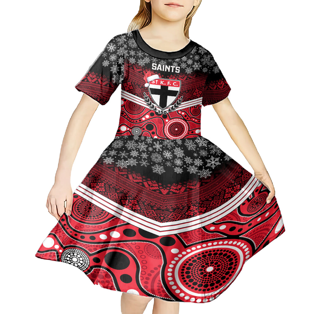 custom-st-kilda-football-christmas-kid-short-sleeve-dress-merry-xmas-2023-mix-aboriginal-art