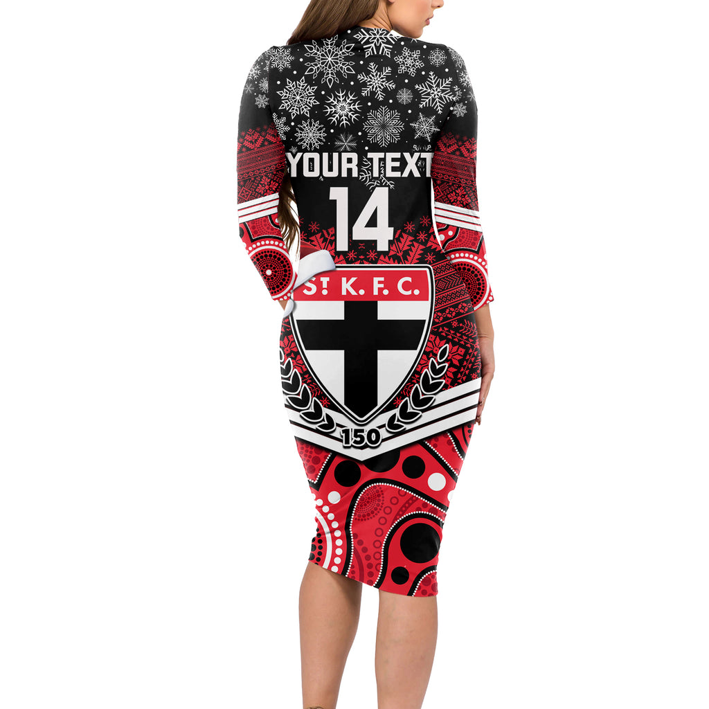 custom-st-kilda-football-christmas-long-sleeve-bodycon-dress-merry-xmas-2023-mix-aboriginal-art
