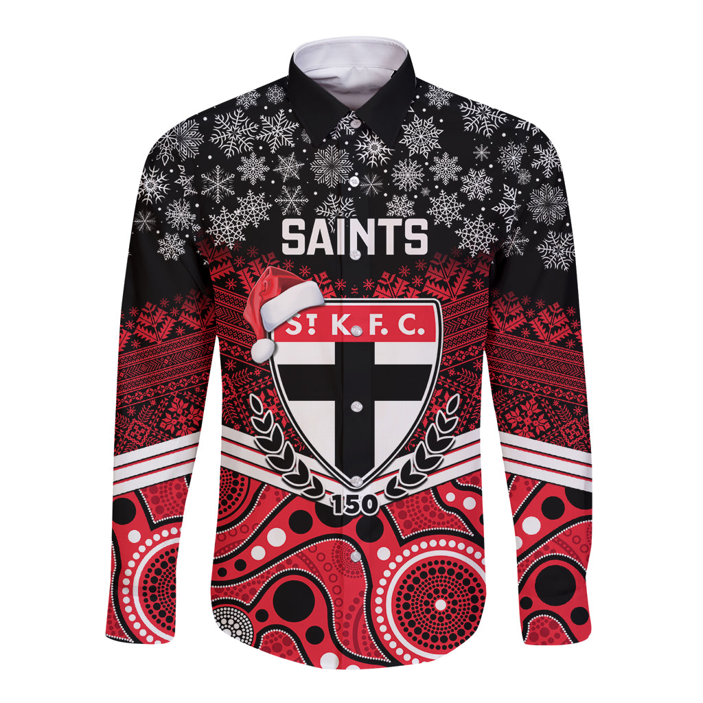 custom-st-kilda-football-christmas-long-sleeve-button-shirt-merry-xmas-2023-mix-aboriginal-art