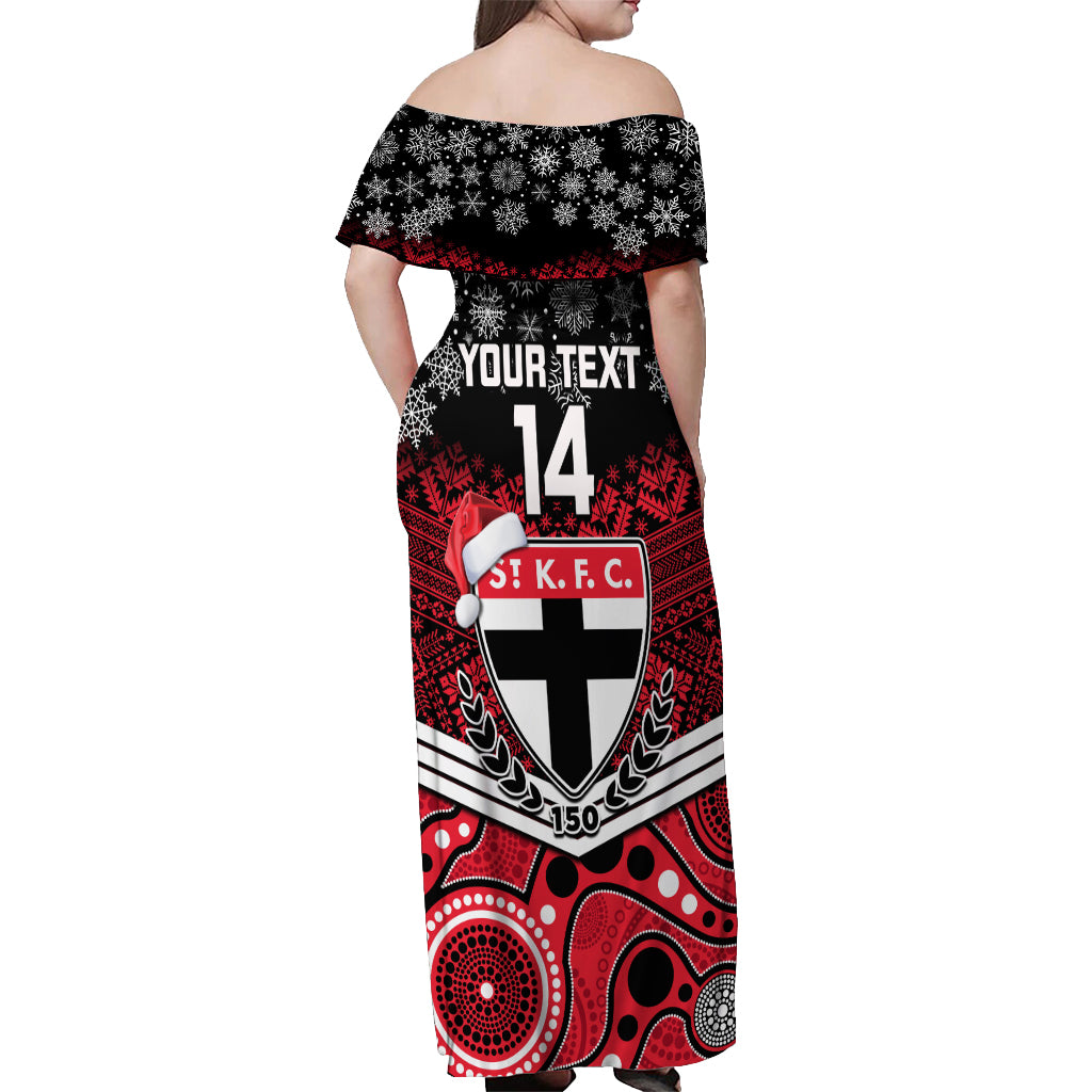 custom-st-kilda-football-christmas-off-shoulder-maxi-dress-merry-xmas-2023-mix-aboriginal-art