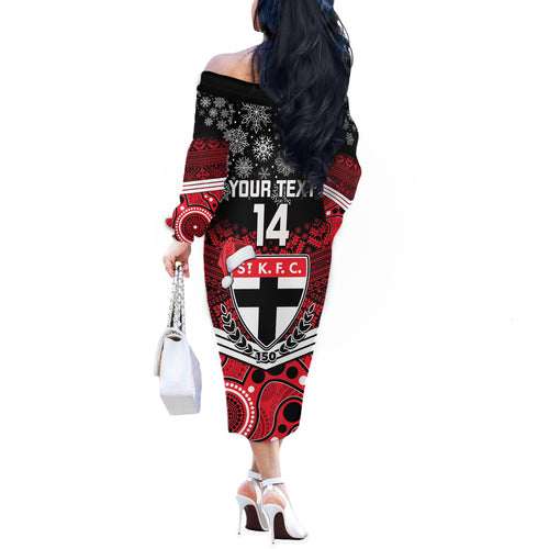 custom-st-kilda-football-christmas-off-the-shoulder-long-sleeve-dress-merry-xmas-2023-mix-aboriginal-art