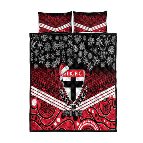 custom-st-kilda-football-christmas-quilt-bed-set-merry-xmas-2023-mix-aboriginal-art