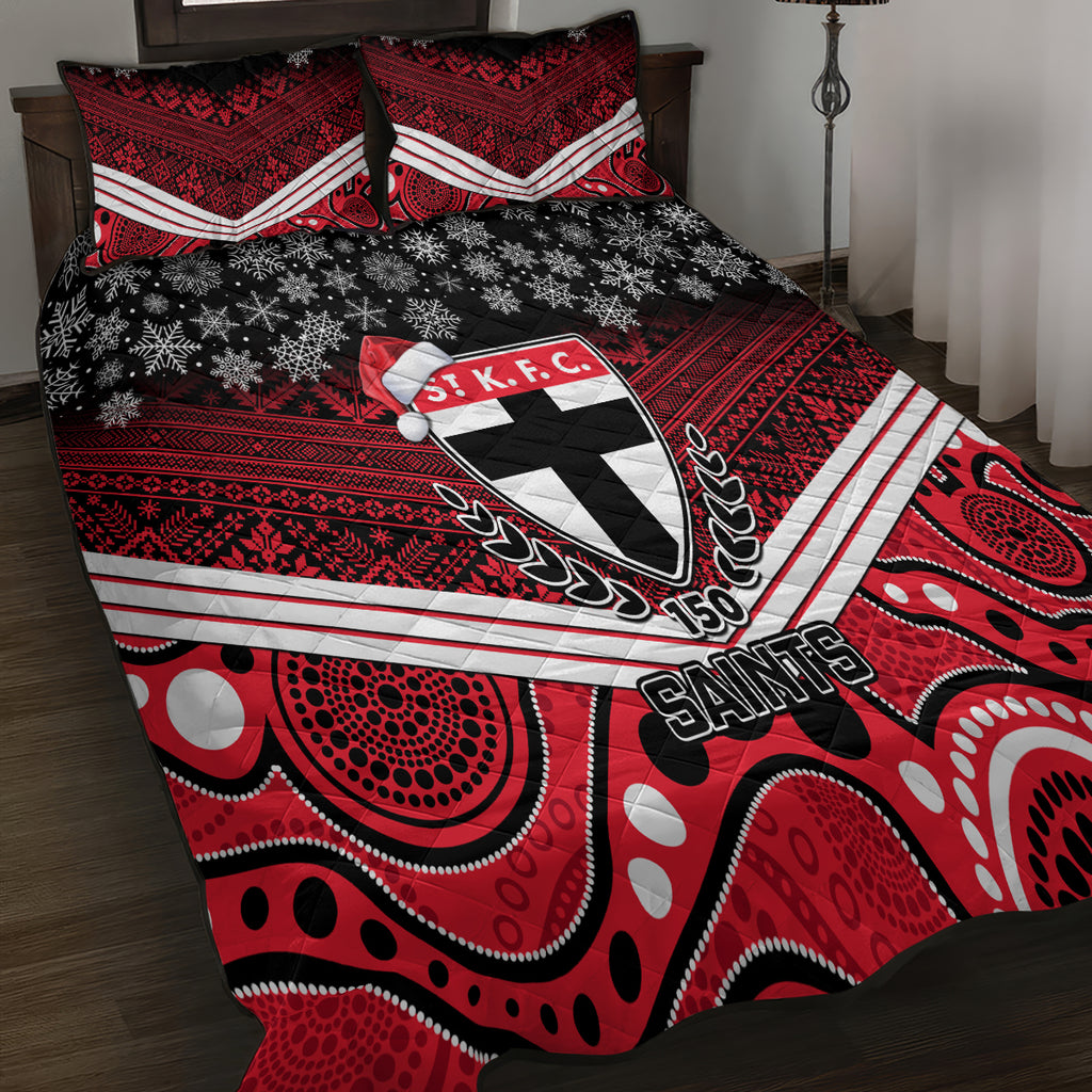 custom-st-kilda-football-christmas-quilt-bed-set-merry-xmas-2023-mix-aboriginal-art