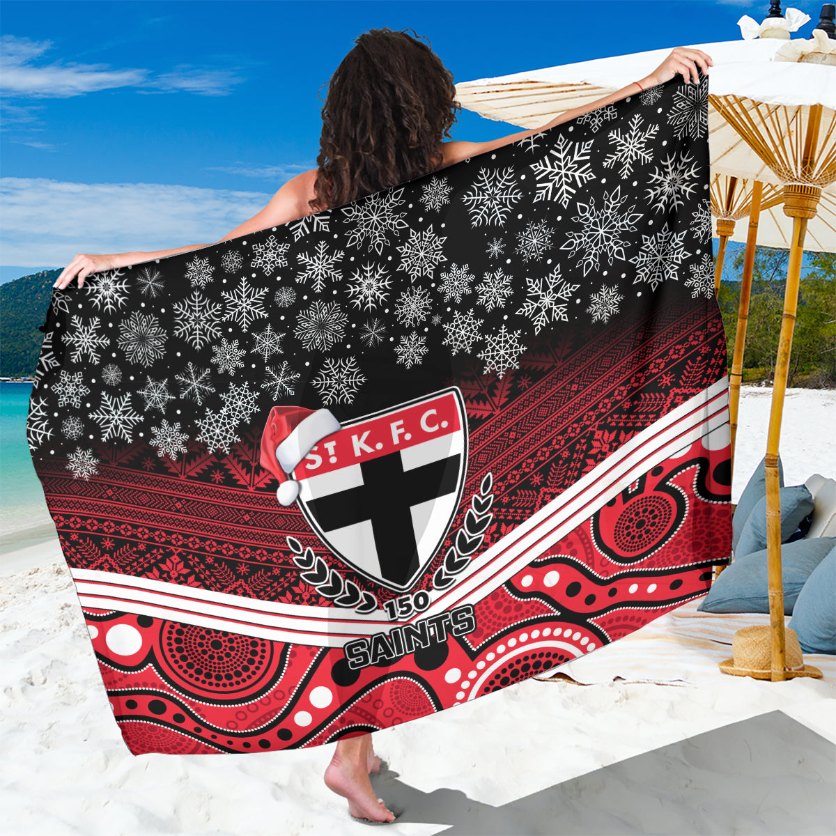 custom-st-kilda-football-christmas-sarong-merry-xmas-2023-mix-aboriginal-art