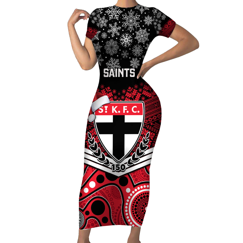 custom-st-kilda-football-christmas-short-sleeve-bodycon-dress-merry-xmas-2023-mix-aboriginal-art