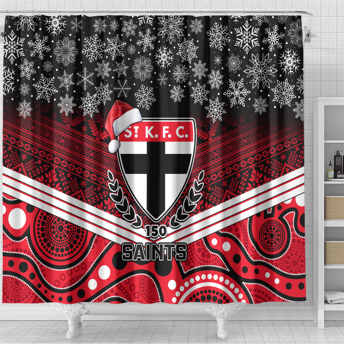 custom-st-kilda-football-christmas-shower-curtain-merry-xmas-2023-mix-aboriginal-art
