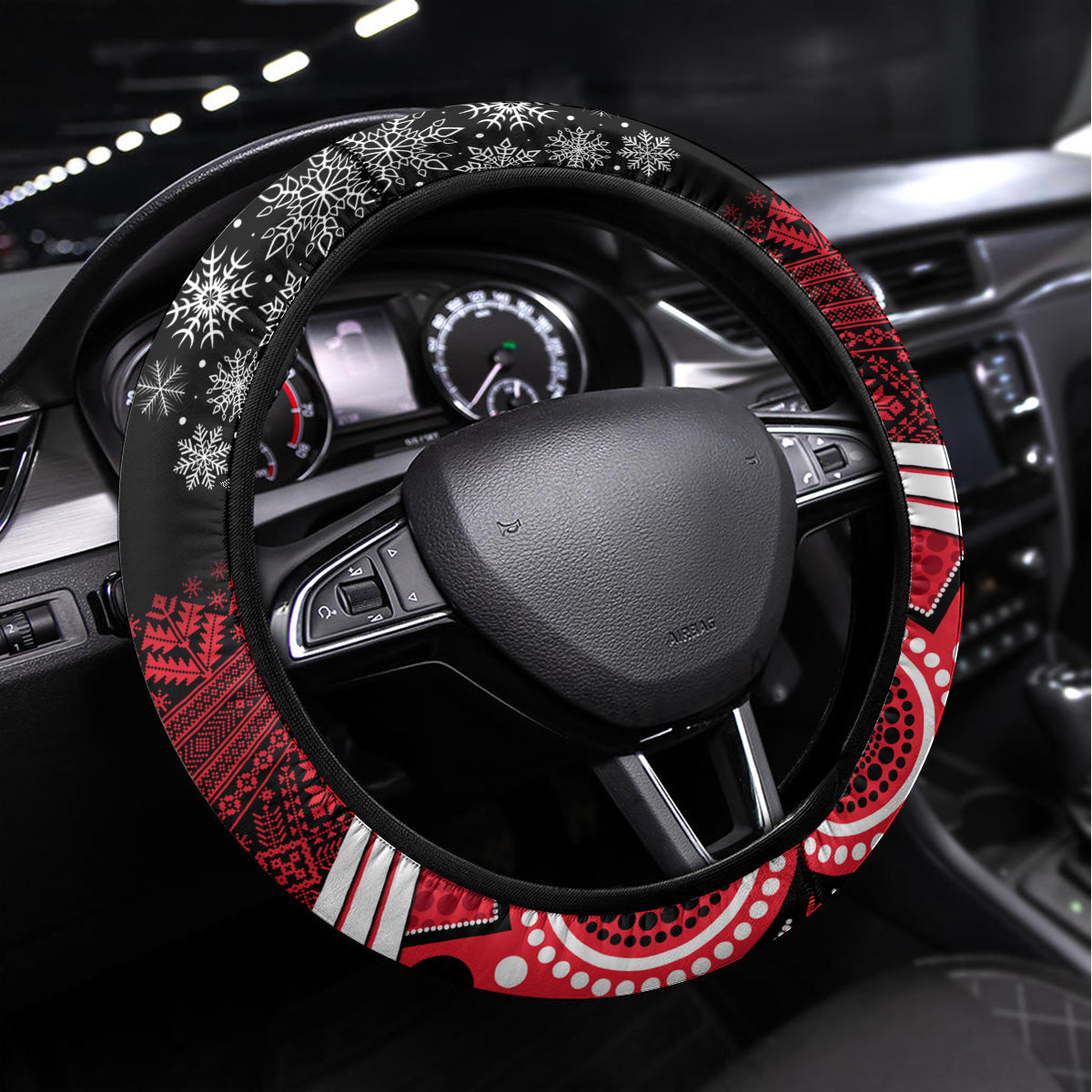 St Kilda Football Christmas Steering Wheel Cover Merry Xmas 2023 Mix Aboriginal Art
