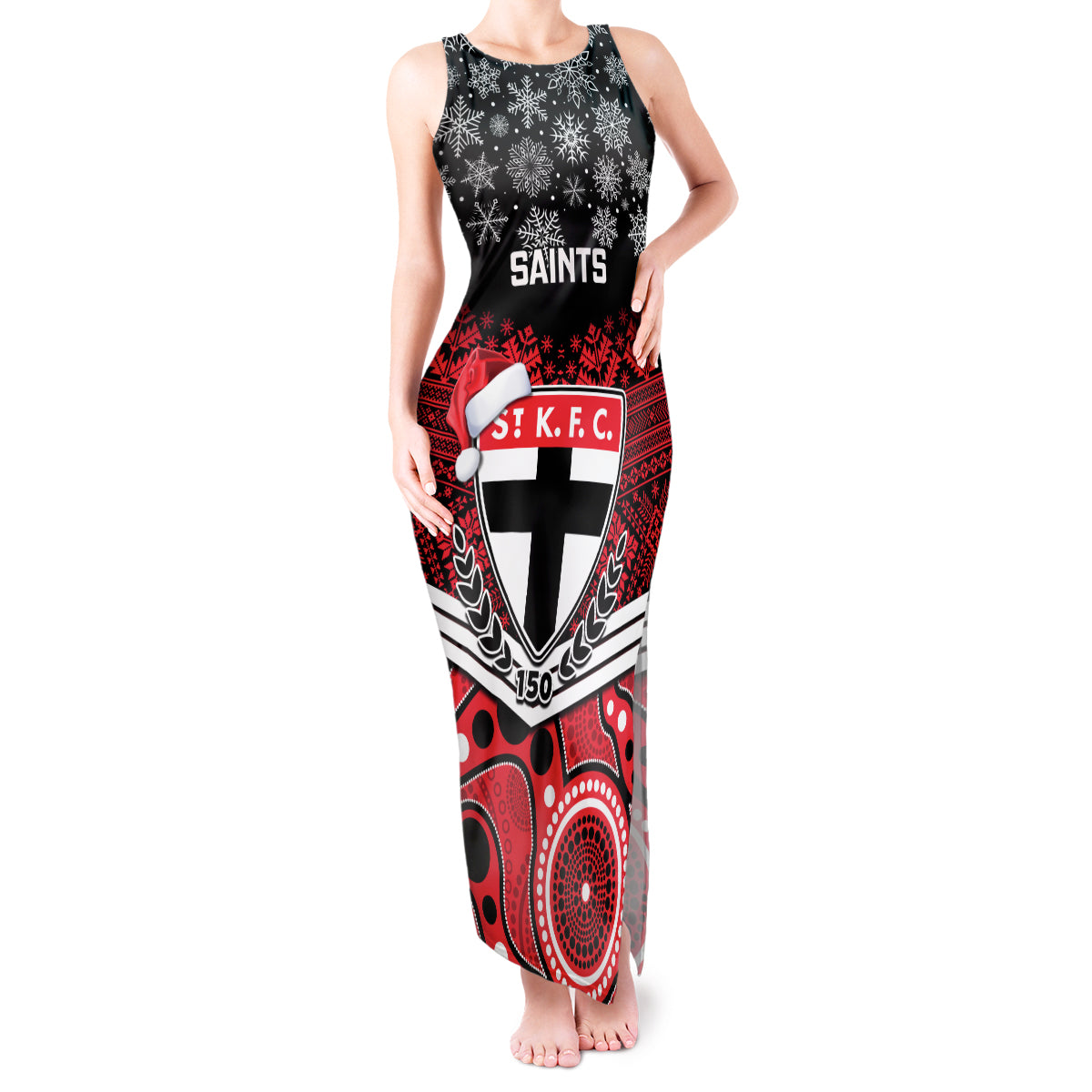 custom-st-kilda-football-christmas-tank-maxi-dress-merry-xmas-2023-mix-aboriginal-art
