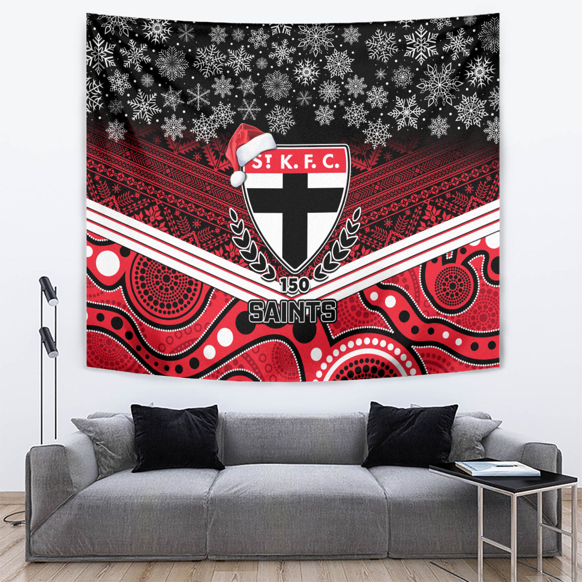 custom-st-kilda-football-christmas-tapestry-merry-xmas-2023-mix-aboriginal-art