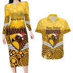custom-hawthorn-football-christmas-couples-matching-long-sleeve-bodycon-dress-and-hawaiian-shirt-merry-xmas-2023-mix-aboriginal-art