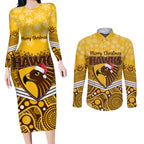 custom-hawthorn-football-christmas-couples-matching-long-sleeve-bodycon-dress-and-long-sleeve-button-shirt-merry-xmas-2023-mix-aboriginal-art