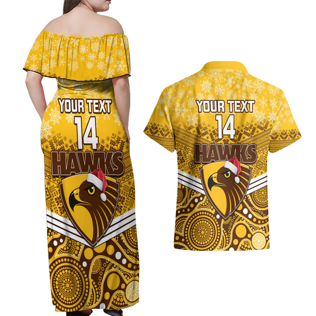 custom-hawthorn-football-christmas-couples-matching-off-shoulder-maxi-dress-and-hawaiian-shirt-merry-xmas-2023-mix-aboriginal-art
